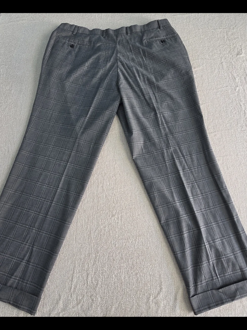 Ralph Lauren Classic Fit Pleated Dress Pants 42x30 Gray Windowpane Stretch